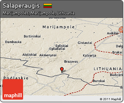 Shaded Relief Panoramic Map of Salaperaugis