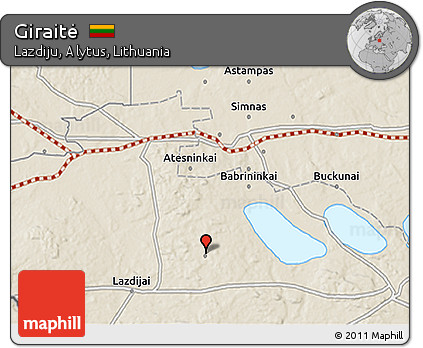 Shaded Relief 3D Map of Giraitė