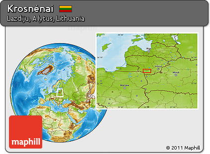 Physical Location Map of Krosnėnai