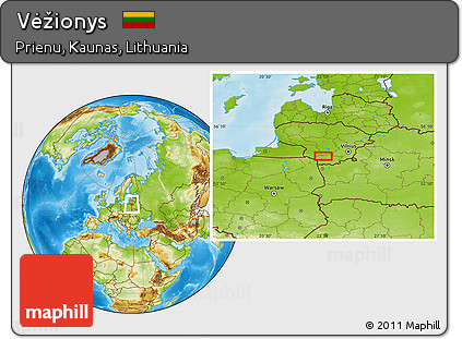Physical Location Map of Vėžionys