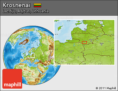 Physical Location Map of Krosnėnai