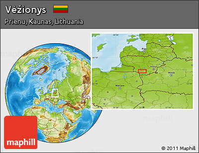 Physical Location Map of Vėžionys