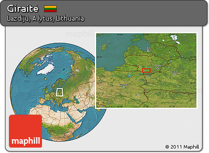 Satellite Location Map of Giraitė