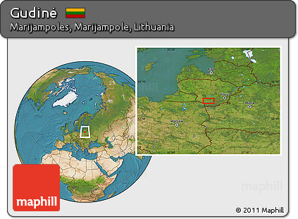 Satellite Location Map of Gudinė