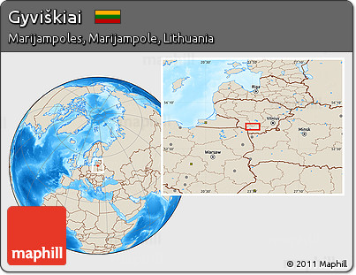 Shaded Relief Location Map of Gyviškiai