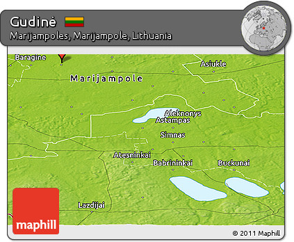 Physical Panoramic Map of Gudinė