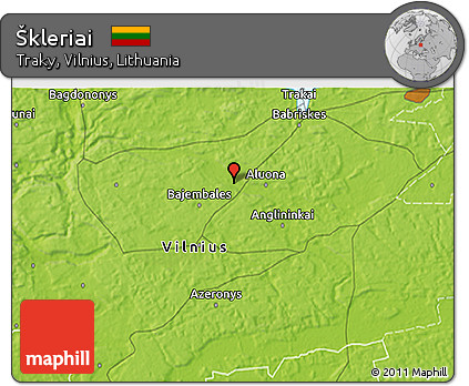 Physical 3D Map of Škleriai