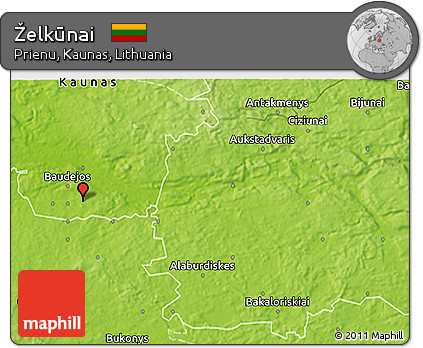 Physical 3D Map of Želkūnai