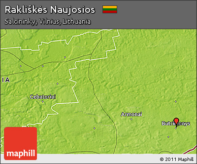 Physical 3D Map of Rakliškės Naujosios