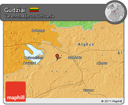 Political 3D Map of Gudžiai