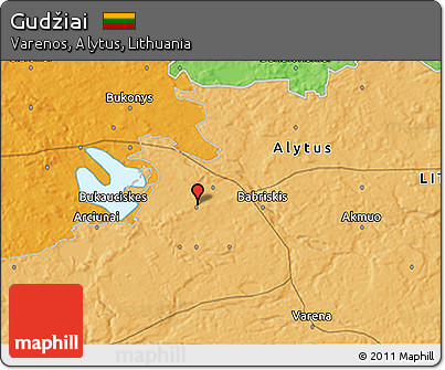 Political 3D Map of Gudžiai