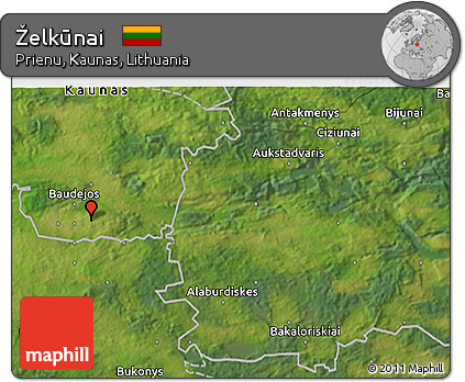 Satellite 3D Map of Želkūnai