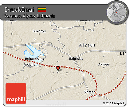 Shaded Relief 3D Map of Druckūnai
