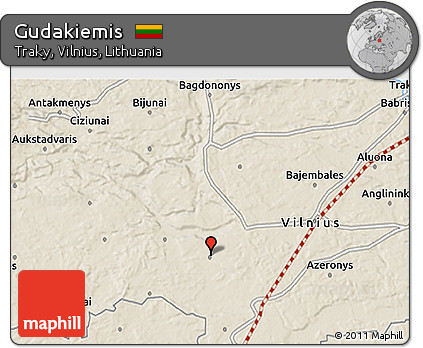 Shaded Relief 3D Map of Gudakiemis