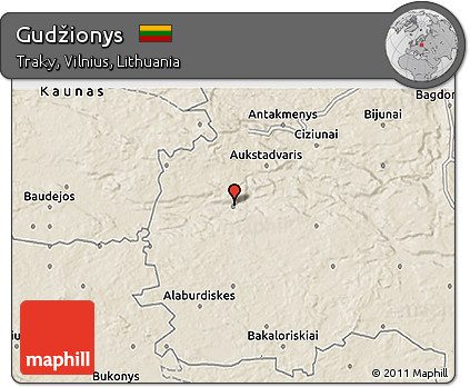 Shaded Relief 3D Map of Gudžionys