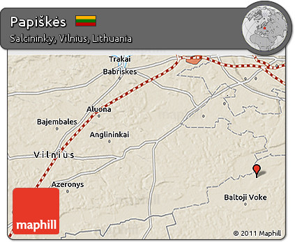 Shaded Relief 3D Map of Papiškės