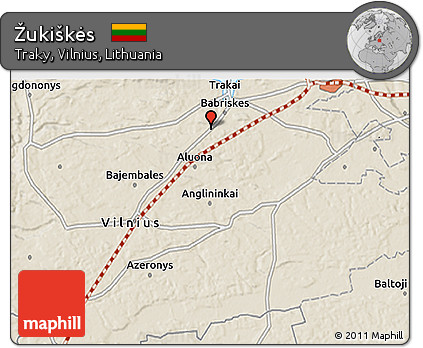 Shaded Relief 3D Map of Žukiškės