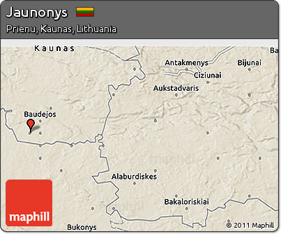 Shaded Relief 3D Map of Jaunonys