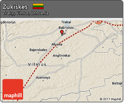 Shaded Relief 3D Map of Žukiškės