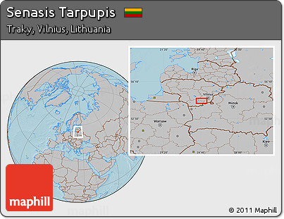 Gray Location Map of Senasis Tarpupis, hill shading