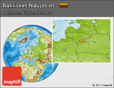 Physical Location Map of Rakliškės Naujosios