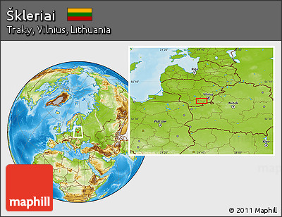 Physical Location Map of Škleriai