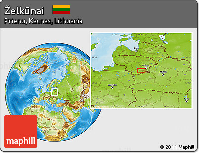 Physical Location Map of Želkūnai