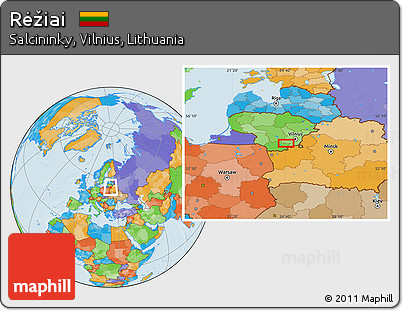 Political Location Map of Rėžiai