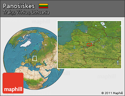 Satellite Location Map of Panošiškės