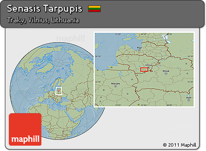 Savanna Style Location Map of Senasis Tarpupis, hill shading