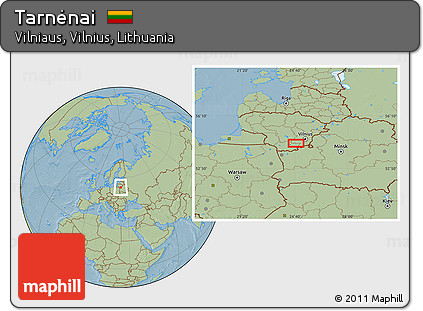 Savanna Style Location Map of Tarnėnai, hill shading