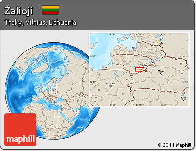 Shaded Relief Location Map of Žalioji