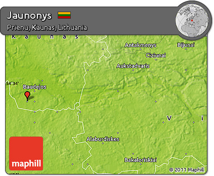 Physical Map of Jaunonys