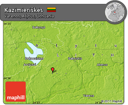 Physical Map of Kazimieriškės