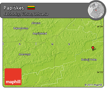 Physical Map of Papiškės
