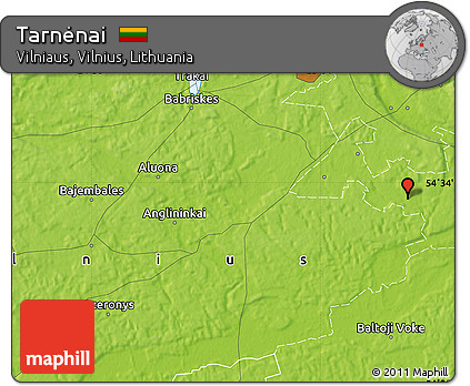 Physical Map of Tarnėnai