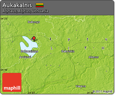 Physical Map of Aukakalnis