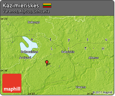 Physical Map of Kazimieriškės