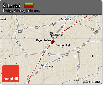Shaded Relief Map of Škleriai