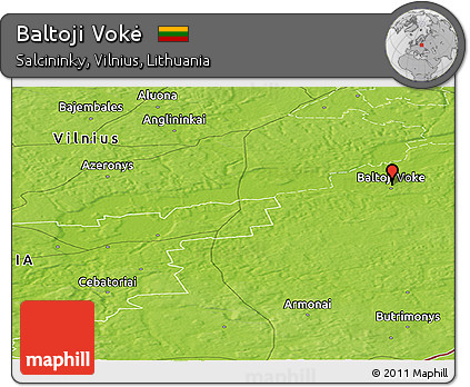 Physical Panoramic Map of Baltoji Vokė