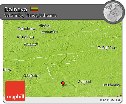 Physical Panoramic Map of Dainava