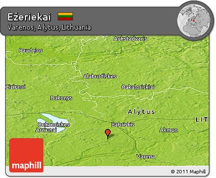 Physical Panoramic Map of Ežeriekai