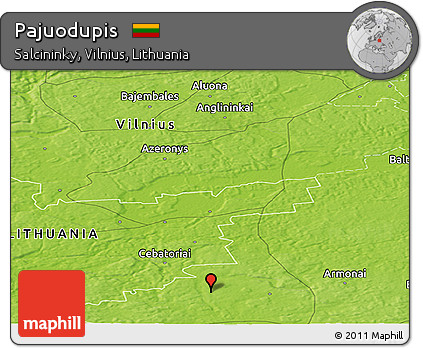 Physical Panoramic Map of Pajuodupis