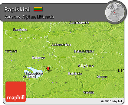 Physical Panoramic Map of Papiškiai