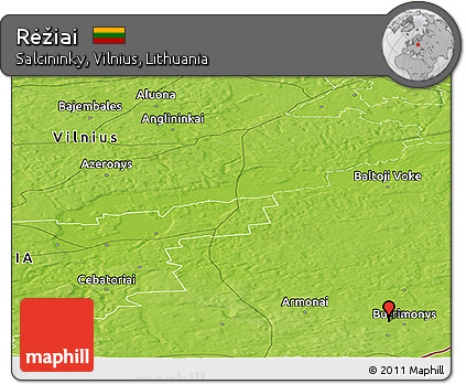 Physical Panoramic Map of Rėžiai