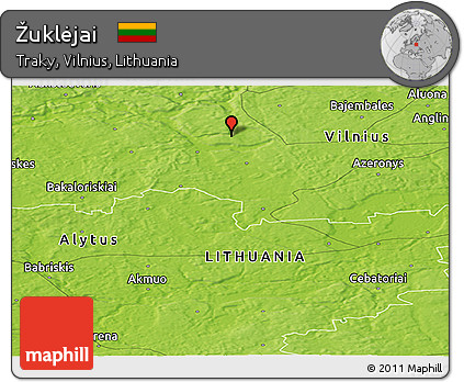 Physical Panoramic Map of Žuklėjai
