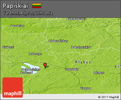 Physical Panoramic Map of Papiškiai