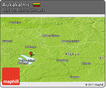 Physical Panoramic Map of Aukakalnis