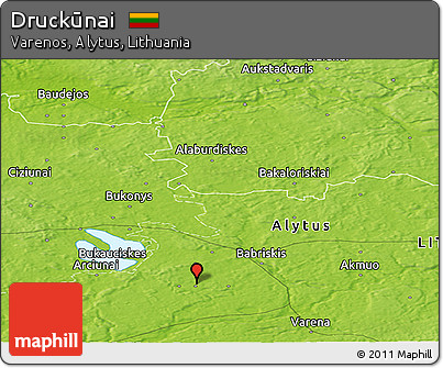 Physical Panoramic Map of Druckūnai