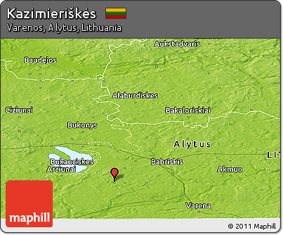 Physical Panoramic Map of Kazimieriškės